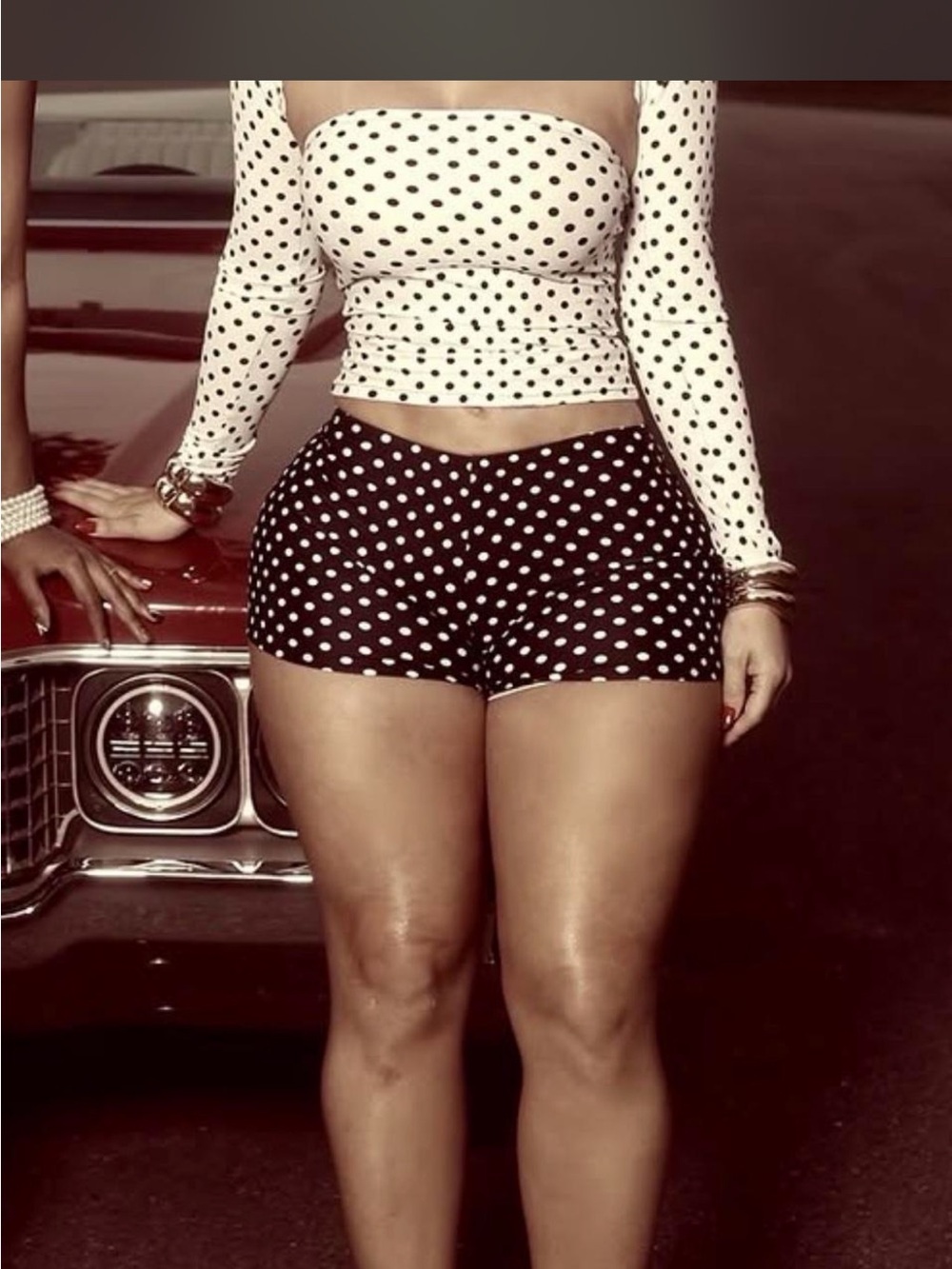 Polka Dot High-Rise Bike Shorts - Black/White